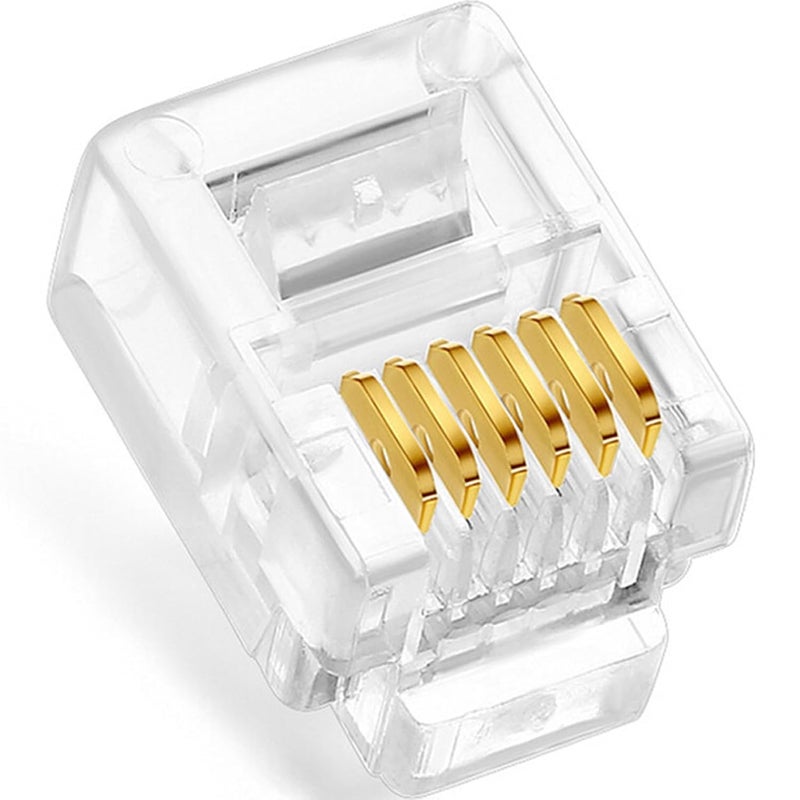 NECABLES 20Pack RJ11/RJ12 Pass Through Connector 6P6C Telephone Modular Plug 3 Prong Type for Phone Line Cord - Image 3